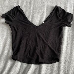Bozzolo ribbed black crop top